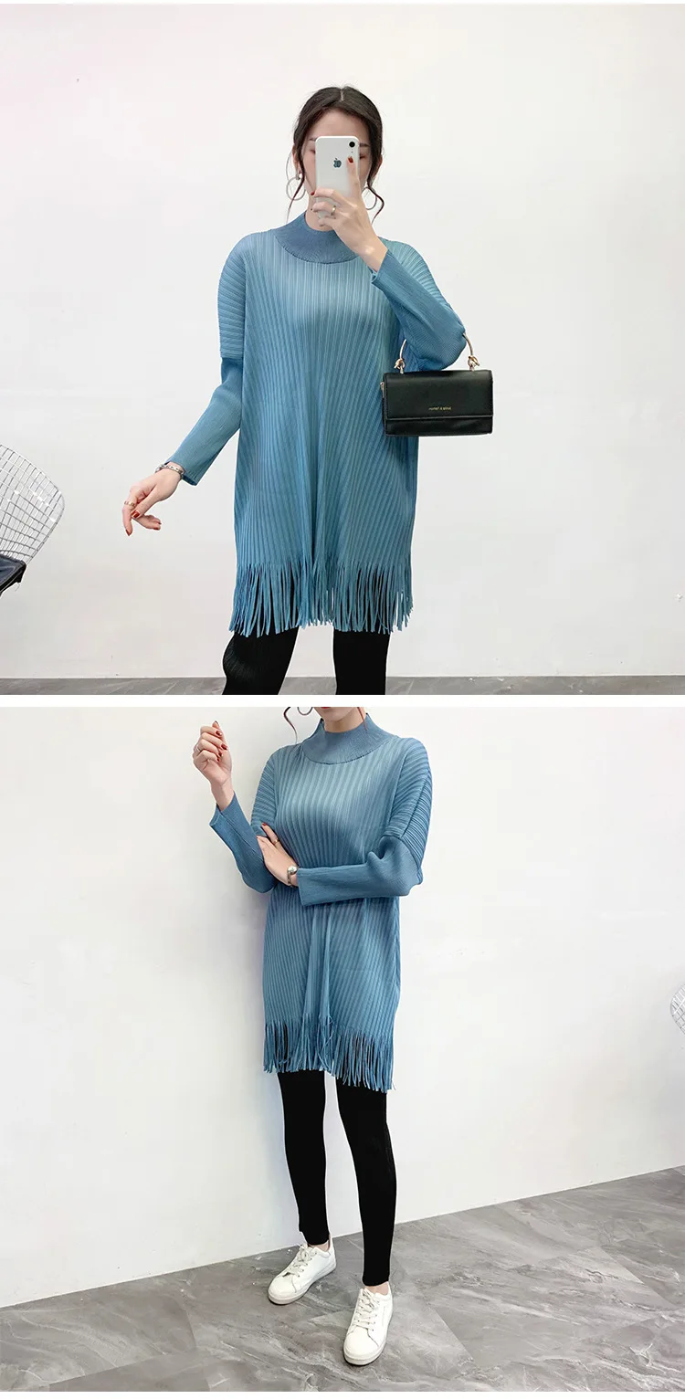 Miyake плиссированный топ с кисточками, весна, новинка, свободная плиссированная нижняя часть, футболка для женщин