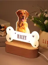  Customized Photo LED Night Light Pet Dog Cat Paw Personalized Pictures USB Tablet Lamp for Anniversary Christmas Lover Gifts 