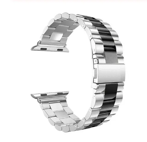 Silver steel black 42 мм 38 мм металлический браслет из нержавеющей стали для Apple Watch ремешок 40 44 браслет сменный ремешок для часов iWatch серии 4 3 2 1 - Цвет ремешка: Silver steel black