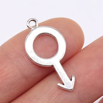

WYSIWYG 20pcs 25x12mm Antique Silver Color Male Symbol Charms Pendant For Jewelry Making