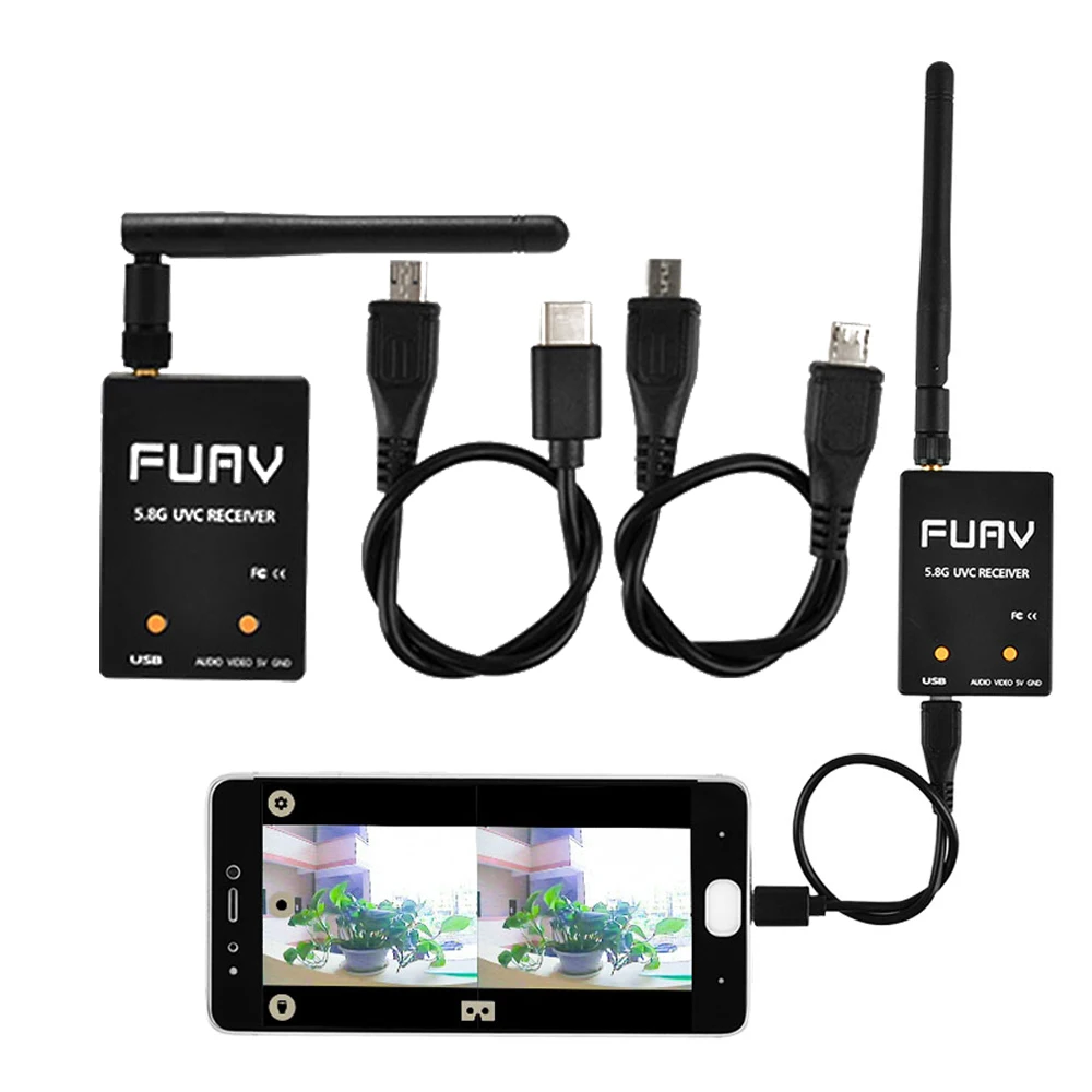HJ FUAV UVC OTG 5 8G 150CH полноканальный Аудио-Видео FPV приемник Android смартфон для RC Дрон