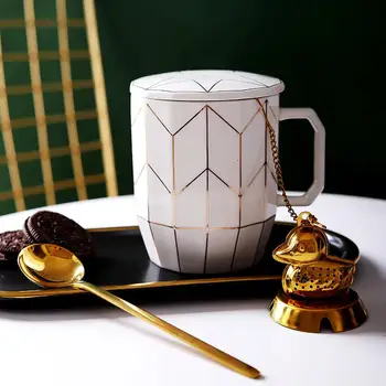 

Creative New Best-selling Ceramic Mug Modern Minimalist Geometric Cover Cup Water Cup Coffee Cup Nordic Couple Cup