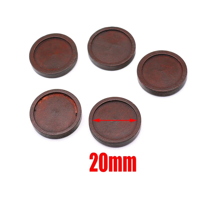 dark brown 20mm 10 шт. дерево кабошон настройки подвески Цепочки и ожерелья пустая Камея основа подвески Лотки для изготовления ювелирных изделий 12/20/25/30 мм внутренняя Размеры - Цвет: dark brown 20mm