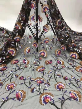

African lace fabric 2019 African sequin party high quality sequin embroidered tulle lace fabric FJ34661
