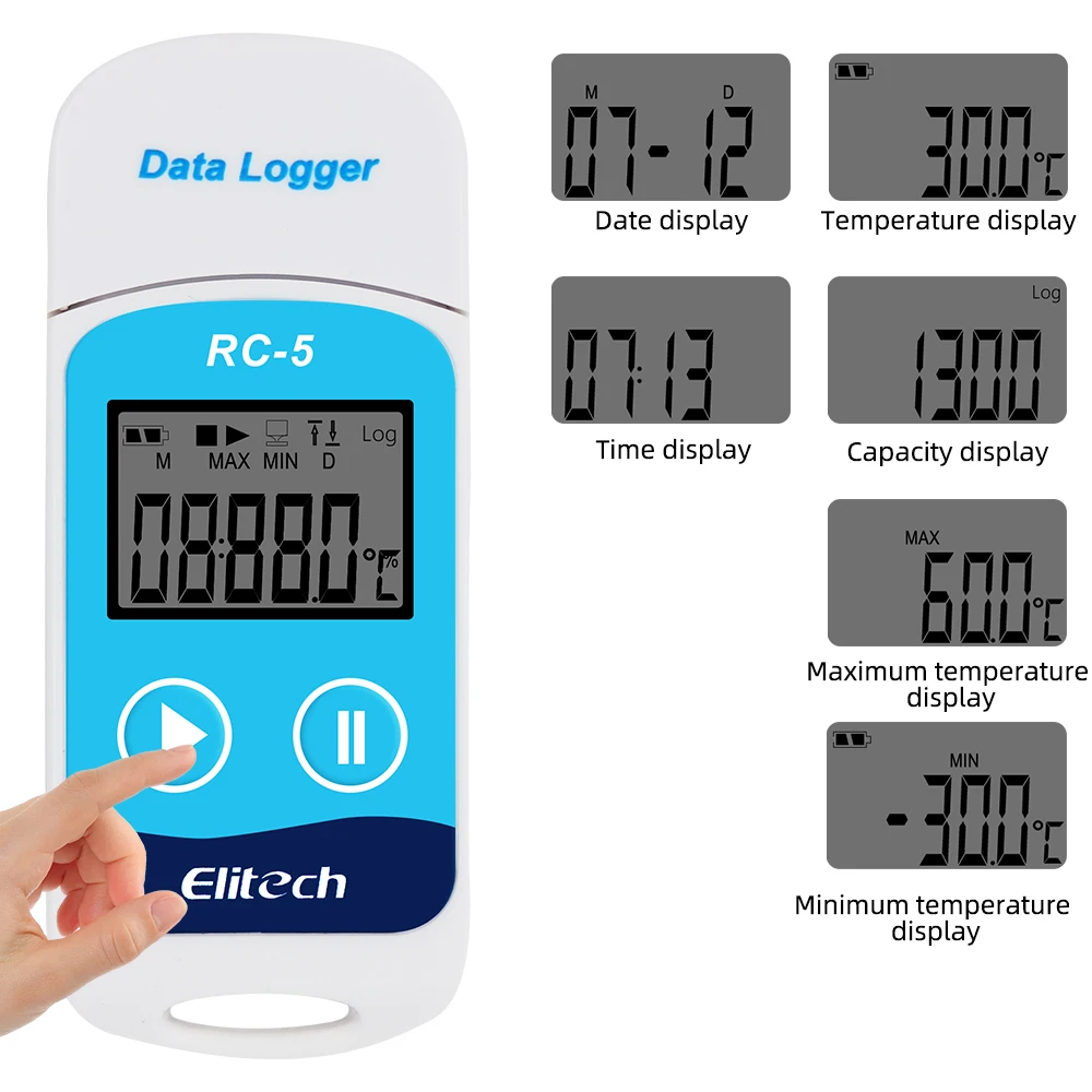 RC-5 USB Temperature Data Logger High-precision Datalogger Recorder 32000 reading Point Temperature Recorder
