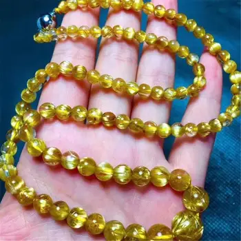 شراءقمة الذهب الطبيعي Rutilated الكوارتز قلادة للنساء رجل الثروة كريستال الخرز المستديرة الأحجار الكريمة سلاسل طويلة مجوهرات AAAAA 4-11 مللي متر