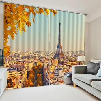 

Custom Size 3D Maple leaf landscape Windows Curtains Wedding Backdrop Living Room Bedroom Thin Kitchen Curtains Drapes Dropship