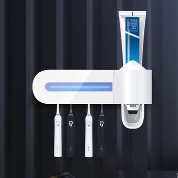 

UV Sterilizer Toothbrush Holder For Toilet Auto Toothpaste Squeezer Punch-free Toothbrush Storage Home Bathroom Accessories Sets