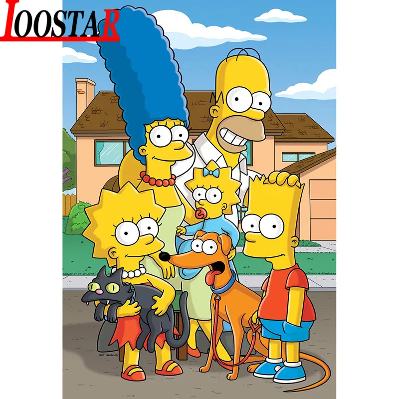 

5d diy diamond Painting Animated Simpsons poster full square/round diamond embroidery Mosaic Cross stitch picture home decor