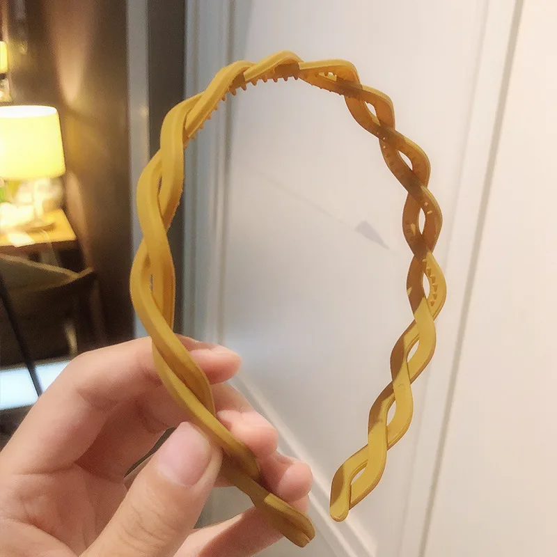 Модный женский головной убор для девочек, однотонная повязка на голову, обруч для волос, ободок с волнистым ободком, Женские аксессуары для волос, повязка на голову