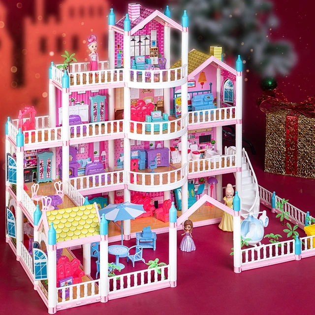 Diy Dollhouse minyatür yapı kitleri büyük Barbiehouse mobilya bebekler çocuk  oyuncakları için doğum günü hediyesi bebek evi aksesuarları - AliExpress