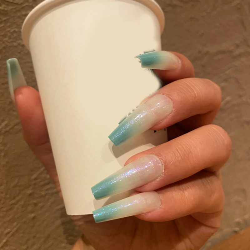 24pcs Professional Fake Nails Long Ballerina Half French Acrylic Nail Tips Press On Nails Full Cover Manicure Beauty Tools False Nails Aliexpress