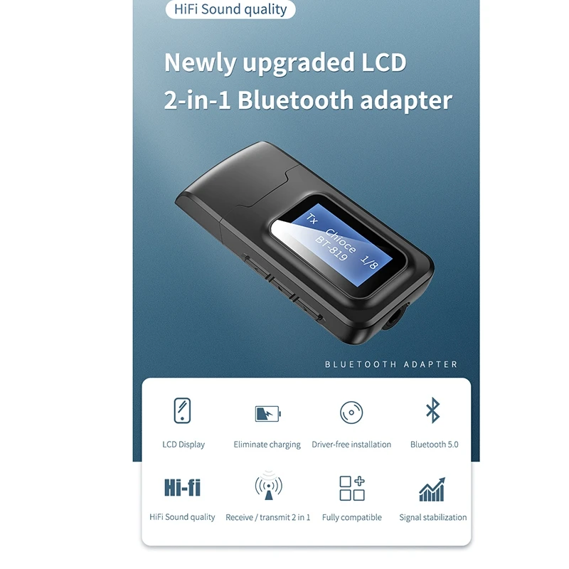 Bluetooth 5 0 приемник передатчик ЖК дисплей 3 мм AUX USB ключ стерео музыка беспроводной o