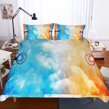 

BEST.WENSD High-quality luxury bedding blue sky and white clouds King size beddings American style boys beddings and bed sets