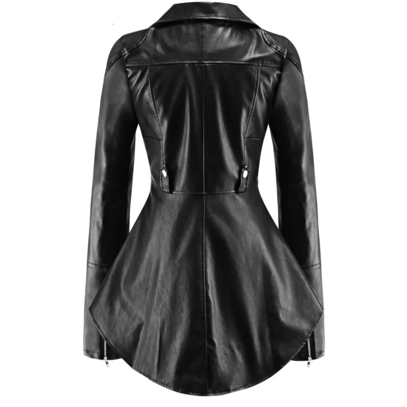 New  JIEZuoFang Leather Motorcycle Jacket Women Autumn Top Fashion Hot Sale Outerwear Zipper Cool Slim F