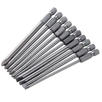

10pcs/set 100mm Alloy Steel S2 Slotted Phillips Screwdriver Bits Straight Cross Head Batches Professional Hand Tools