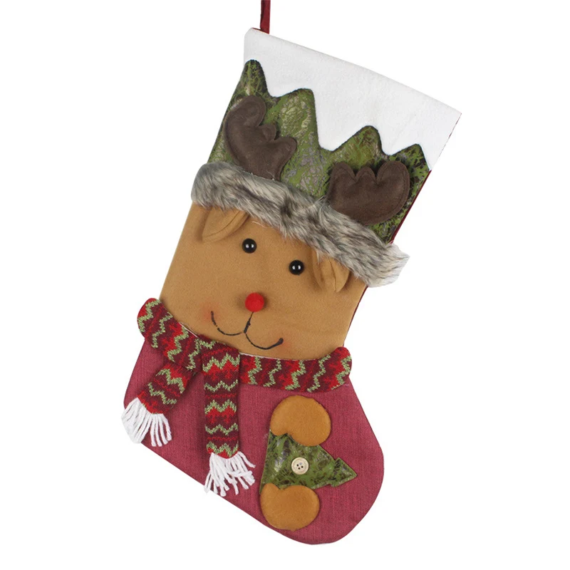50CM Christmas Stocking Gifts Santa Claus Snowman Stocking Elk Christmas Stocking Party Gifts Decoration - Цвет: XOL0165C