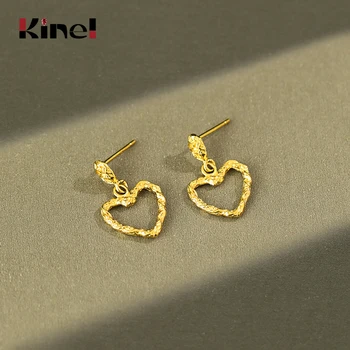 

Kinel 925 Sterling Silver Earrings Korea 18K Gold INS Heart Earrings Fashion Silver 925 Jewelry Free Delivery