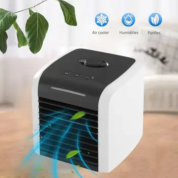 

Personal Air Cooler Mini Portable Air Conditioner Fan Desktop Cooler Personal USB With 7 LED Table Fan Small Air Humidifier
