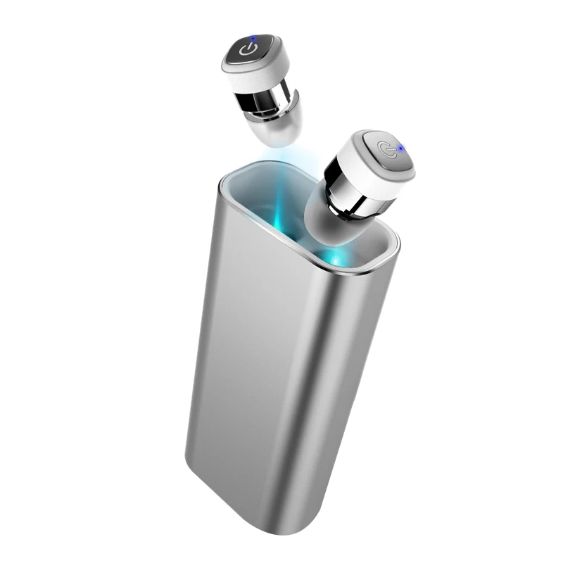 Мини Bluetooth наушники беспроводные стерео Ipx7 водонепроницаемая Спортивная гарнитура с микрофоном - Цвет: Gray