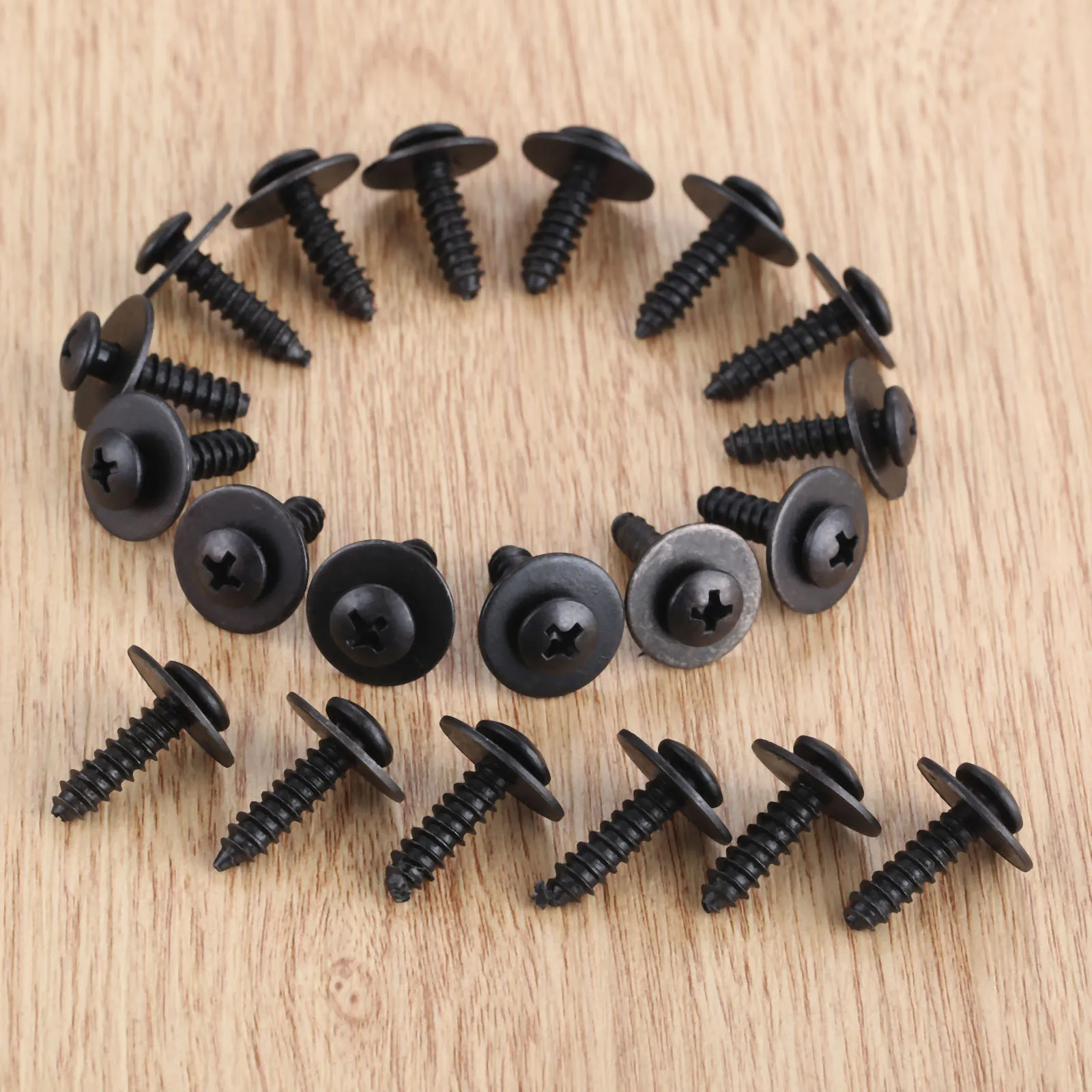 20Pcs Auto Car Body Fender Screws M6 Metal Rivet Fastener Cross Self