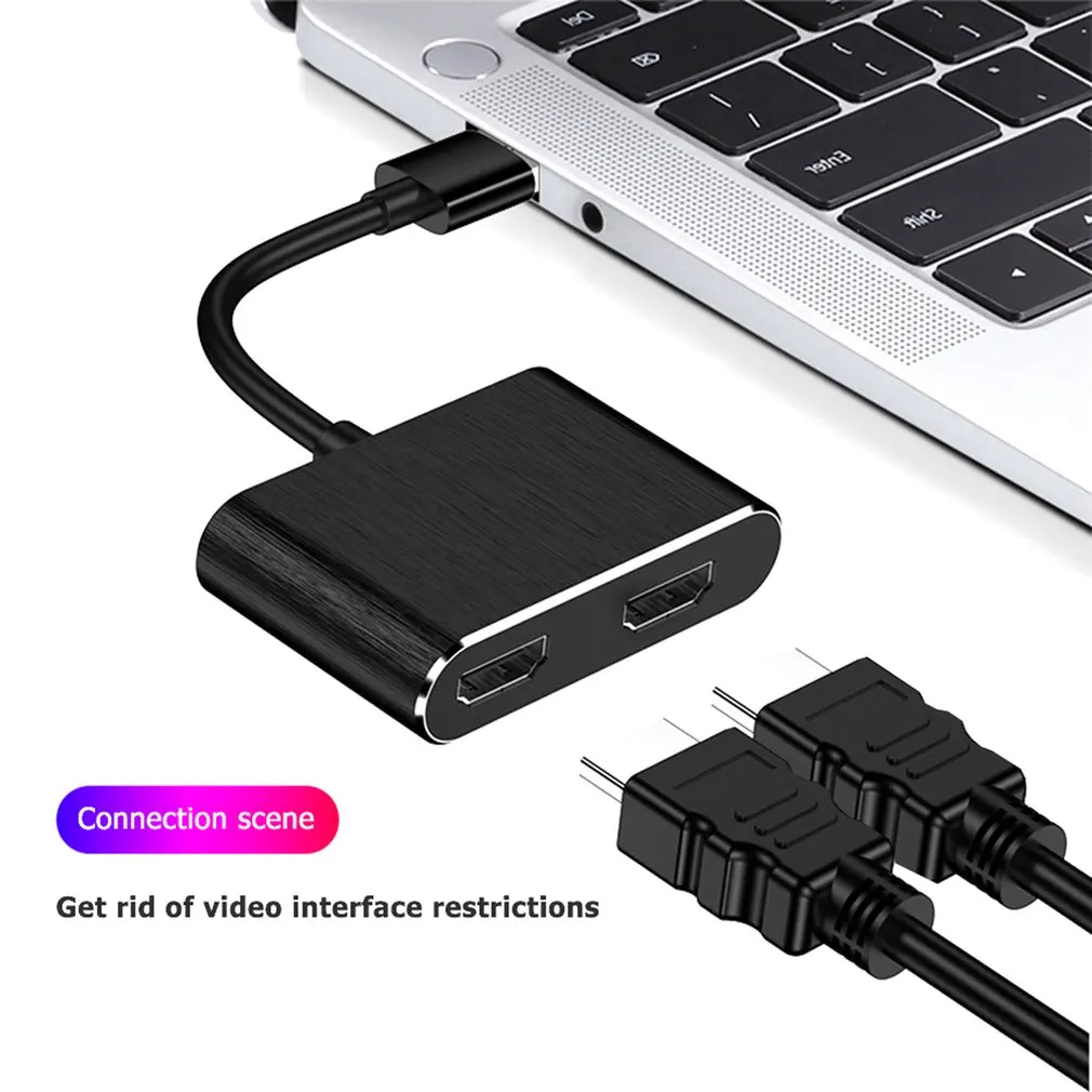 USB 3.0 to Dual HDMI-Compatible USB 3.0 PD Converter 3 in 1 Dock Station Hub 5Gbps Adapter Cable For Phone Macbook Laptop TV