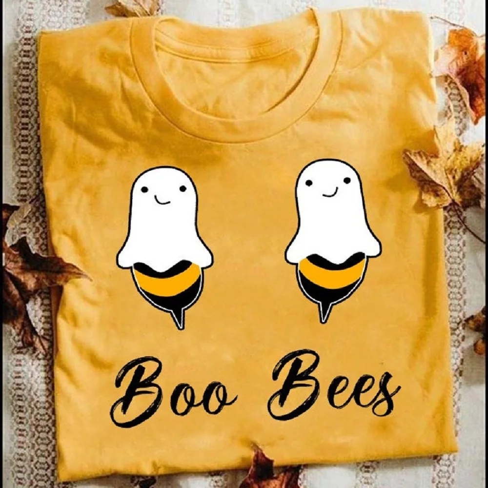 Boo Bees Let It Be Funny/вечерние футболки на Хэллоуин Высококачественная Милая футболка из хлопка для детей, наряд для родителей и ребенка - Цвет: A-golden