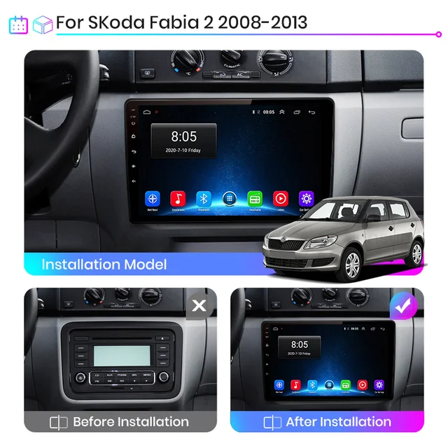 Junsun – autoradio multimédia V1 pro, Android, 2 din, avec navigation GPS, Carplay, dvd, pour voiture Skoda Fabia (2008 – 2013) -2