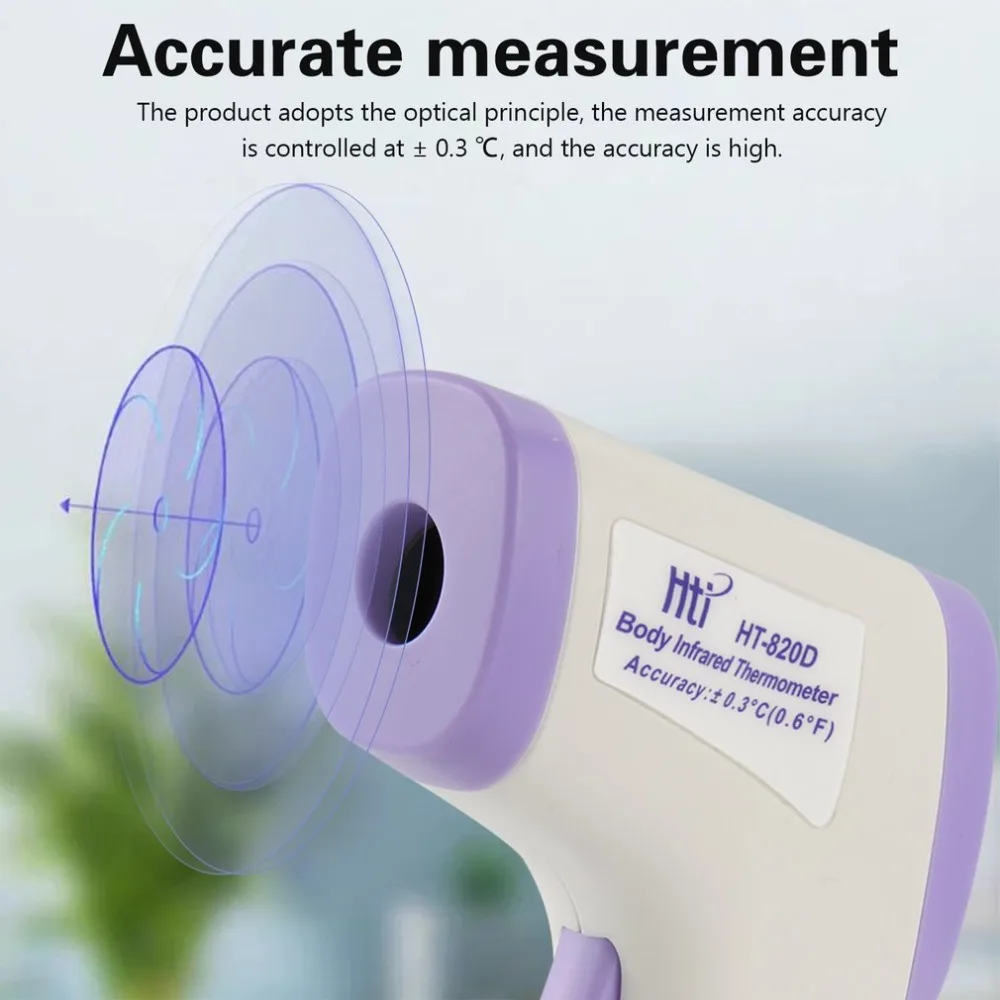 Hti HT820D Handheld Infrared Thermometer Gun High Precision Portable