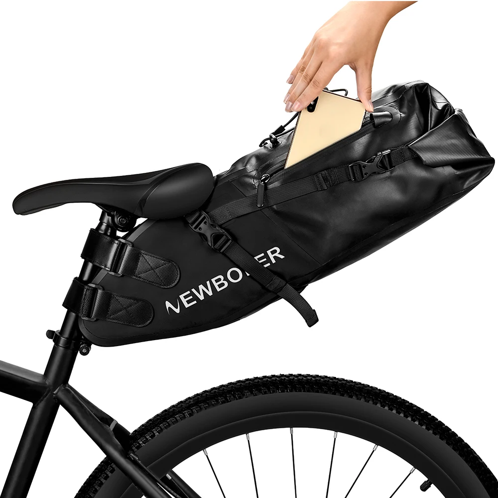 NEWBOLER Bike Waterproof Bicycle Saddle Bag Reflective Large Capacity Foldable Tail Rear Cycling MTB Trunk Pannier Black | Спорт и
