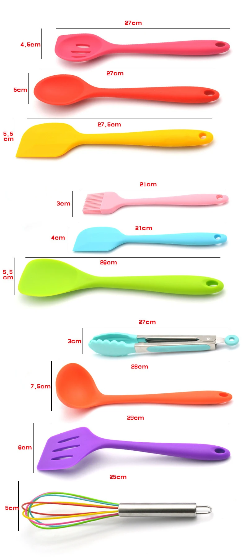 Kitchen Cookware Silicone Kitchenware Non-stick Cookware Cooking Tool Spatula Ladle Egg Beaters Shovel Spoon Soup Utensils Set