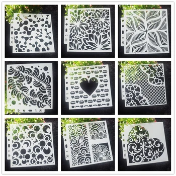 

13*14cm grid hearts Cover templat scrapbook stencils spray plastic mold shield DIY cake hollow Embellishment printing lace ruler