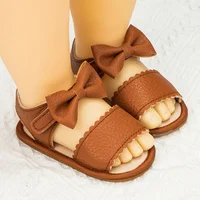 Infant Baby Shoes Girl Shoes New Summer Girl Sandals PU Leather Bowknot Rubber Sole Anti-Slip Newborn First Walker Crib Shoes 6