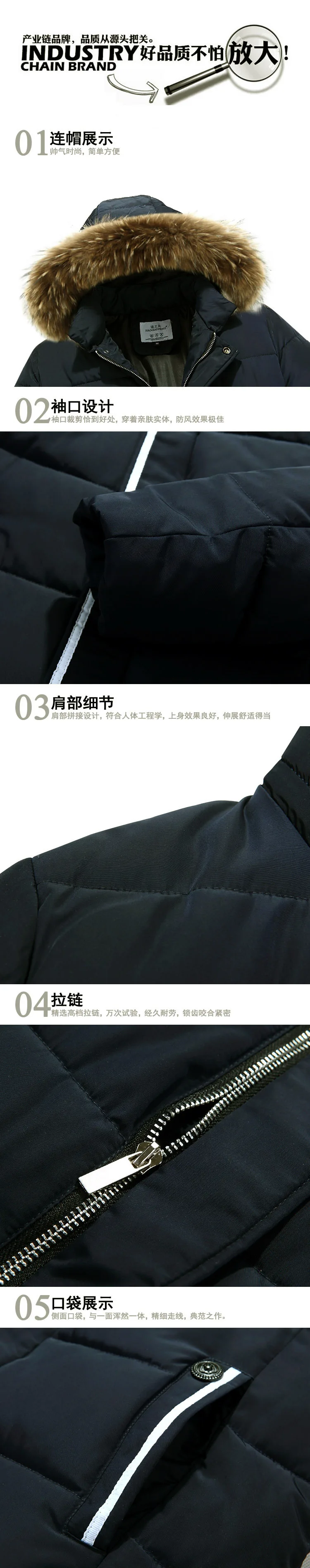 AliExpress Горячая хлопок-ватник одежда для мужчин осень и зима средней длины хлопок-ватник одежда с капюшоном меховой воротник пальто
