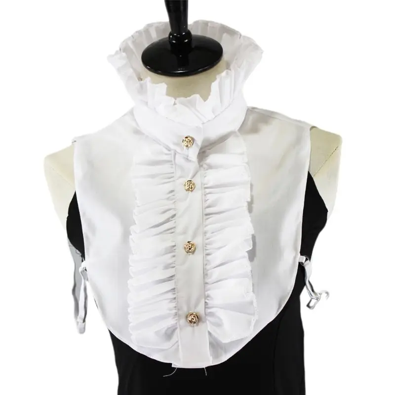 

THINKTHENDO Womens Victorian Vintage Palace Half Shirt Blouse Stand-Up Ruffles Fake Collar