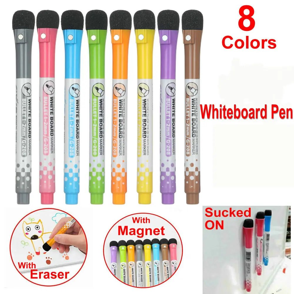 

8 color Magnetic Whiteboard Pen,Drawing and Recording Magnet Erasable Dry White Board Markers For Office School Supplies