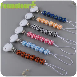Fosmeteor BPA-Free Leopard Silicone Beads Baby Pacifier Clip Chain Dummy Nipple Holder Cartoon Wood Teether Pacifier Clip Toy