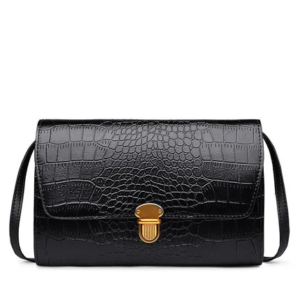 

2019 fashionable new style lock small square bag, alligator pattern, multi-card top, female, shoulder, diagonal cross-package