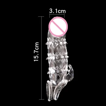 Penis Sleeve Extender Crystal Condom Delay Ejaculation Clitoral Stimulator Erection Cock Ring Sex Toys For Men Adult Sex Product 5