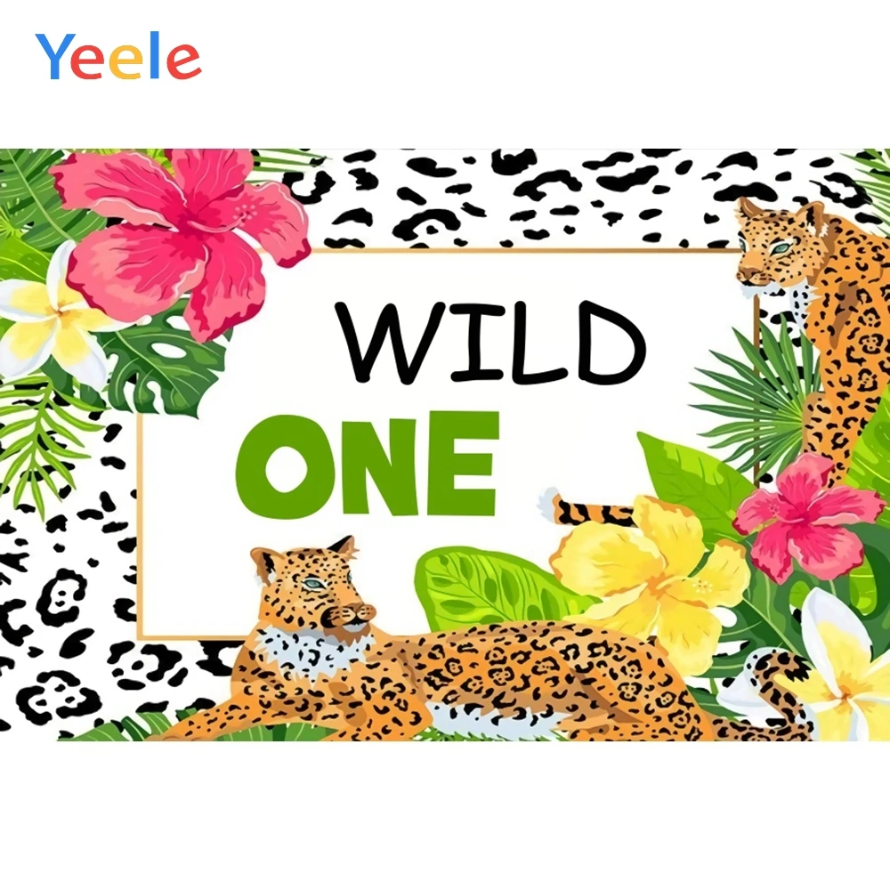 

Forest leopard Leaves Flower Baby birthday Party Portrait Backdrop Photography Custom Photographic Background For Photo Studio