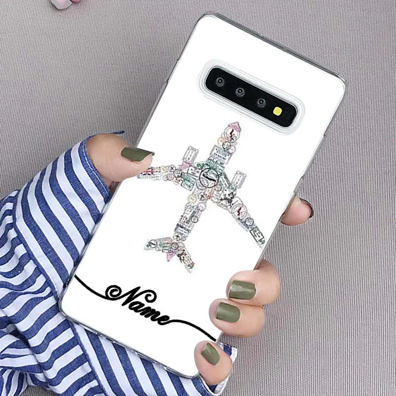 Карта мира путешествия просто Go мягкий черный чехол для телефона samsung Galaxy S 7 8 9 P Note 5 8 J7 Пользовательские DIY имя для Fundas чехол - Цвет: PDIY10