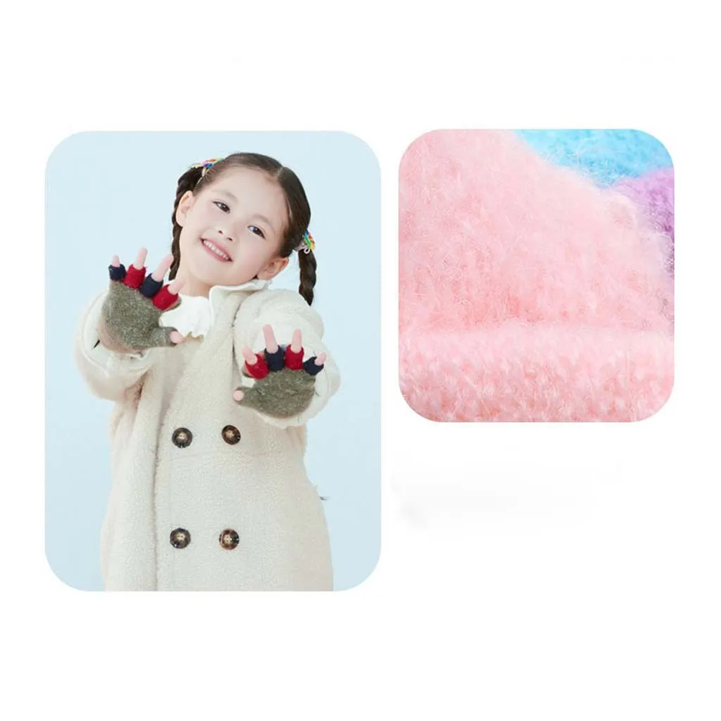 Детские вязаные перчатки, зимние, антифриз, для письма, теплые, половина пальцев, перчатки, зимние перчатки, handschoenen rekawiczki guantes