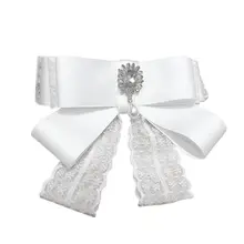 Прямая поставка и женская винтажная многослойная атласная кружевная брошь-бант булавка Стразы ошейник "галстук-бабочка" Nov.20