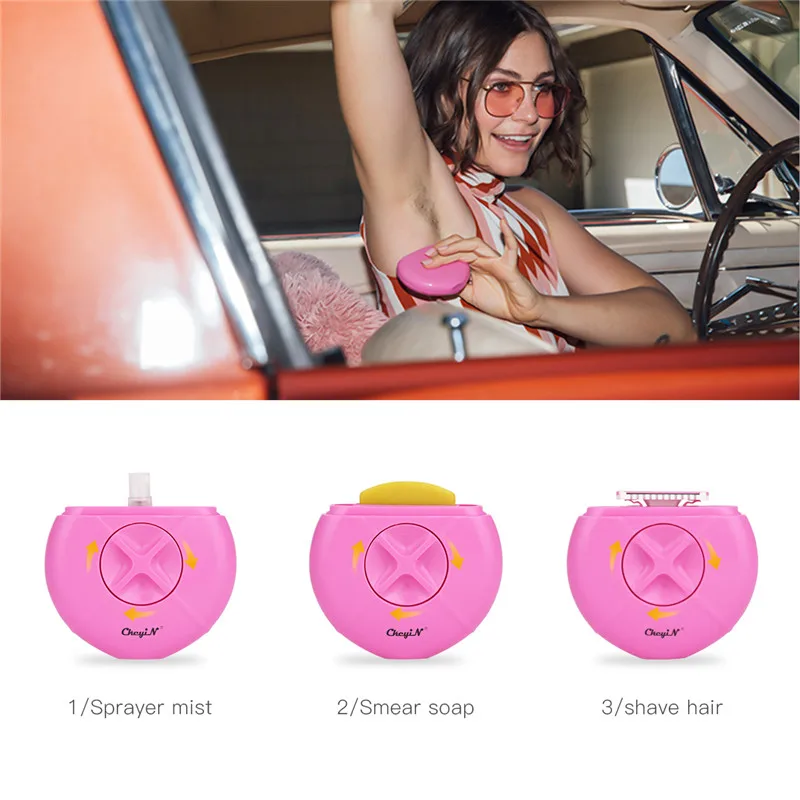 

3 In 1 Manual Hair Removal Painless Epilator Lady Shaver with Soap Mini Spray Bottle Full Body Underarm Hair Shaving Remover 35