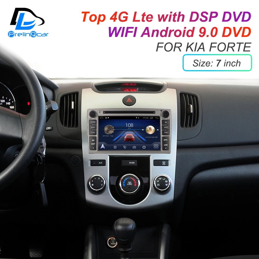 Android 9,0 DSP сабвуфер 4G Lte Мультимедиа gps DVD плеер для KIA Forte подголовник автомобиля монитор Радио Стерео навигационная система