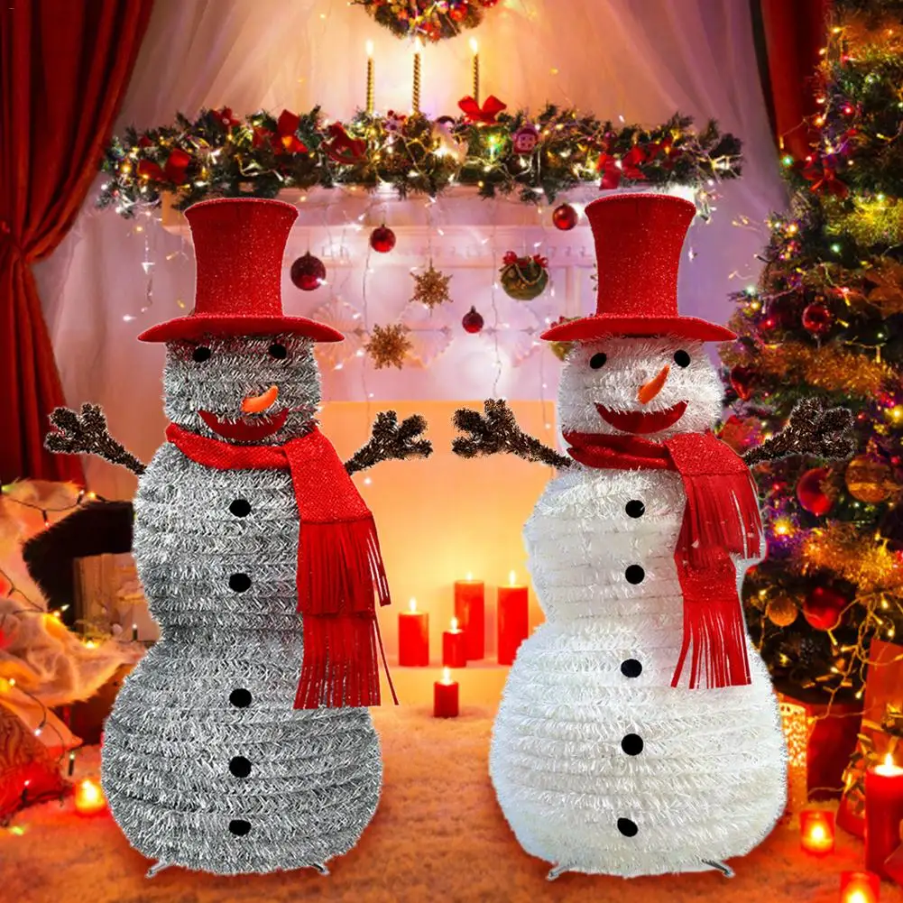 

Christmas Tree Collapsible Tinsel Snowman Christmas Tree for Holiday Christmas Decorations For Home Family Gifts