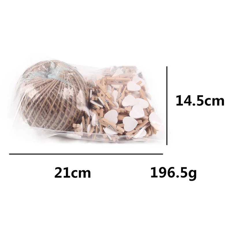 New-100Pcs прищепки для одежды 100 м пеньковая веревка бесшовные гвозди прищепки зажимы офисные декоративные аксессуары для вечеринок фото Висячие белые