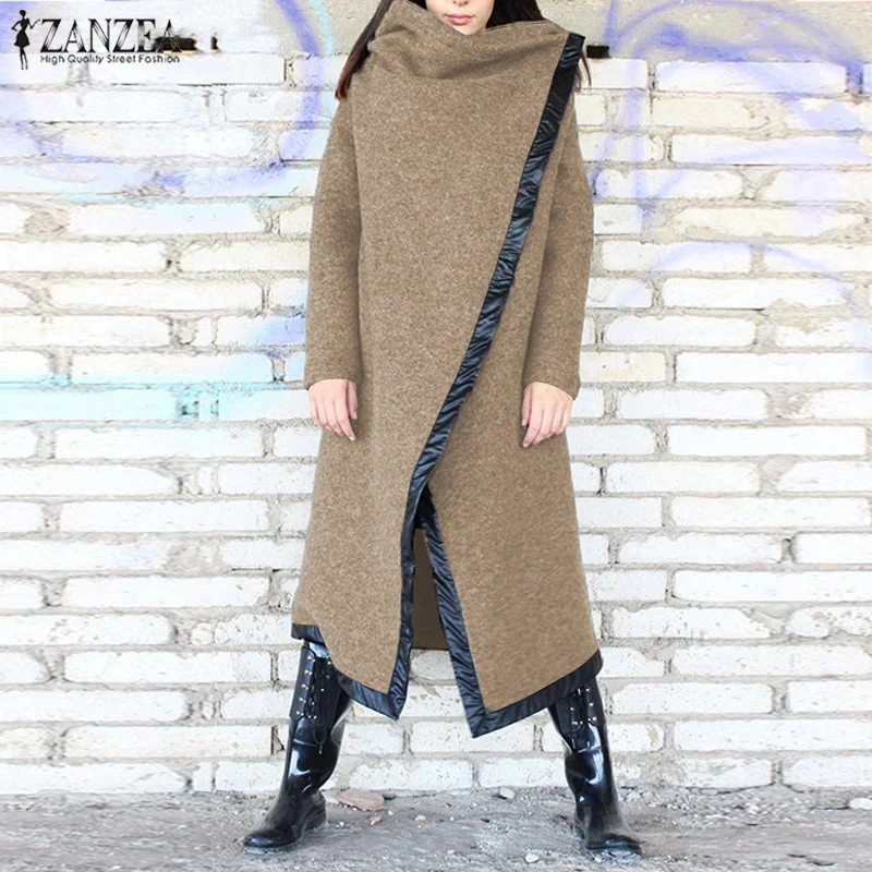 Finest  Plus Size Winter Coats Wool Overcoats ZANZEA Women Winter Outwear Long Sleeve Trech Chaqueta Mujer 
