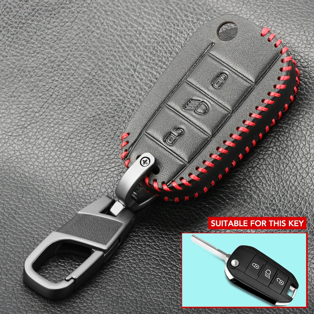 Car Leather Key Cover Case For Peugeot 208 301 308 308S 408 2008 3008 4008 5008 Citroen X7 C1 C2 C3 C4 C5 DS3 DS4 DS5 DS6 key case cover key case
