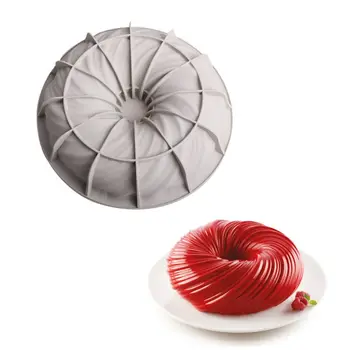 

Silicone 3D Round Swirl Mousse Cake Mold Ice Cream Chocolate Soap Gypsum Mould Q6PE